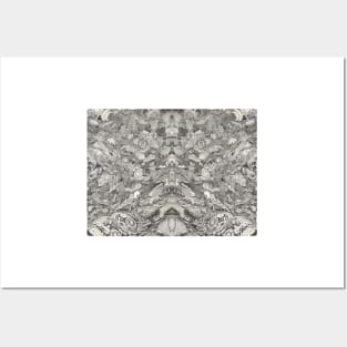 Abstract Black and White Pen and Ink Fantasy Background Posters and Art